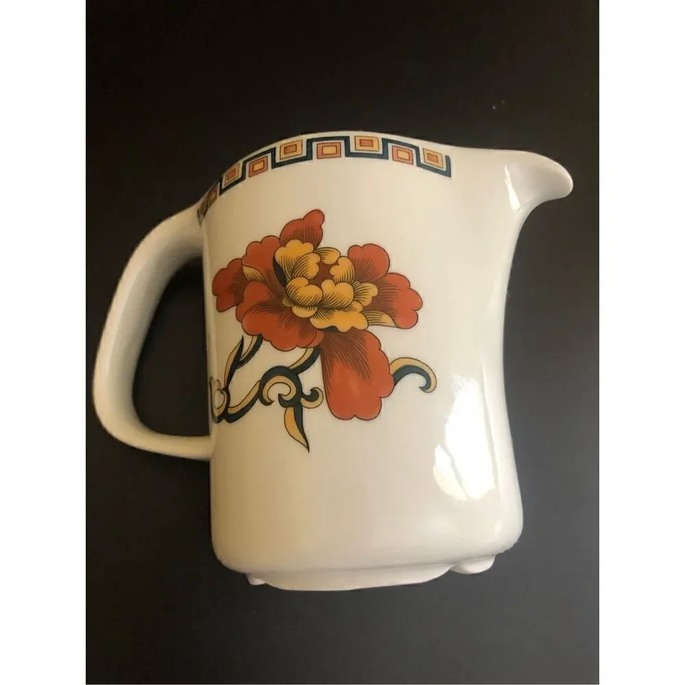 France 2 Ceramic Cream Pitcher with Flowers on Both Sides 5”